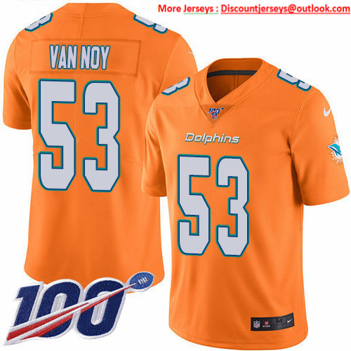 Nike Dolphins #53 Kyle Van Noy Orange Men's Stitched NFL Limited Rush 100th Season Jersey