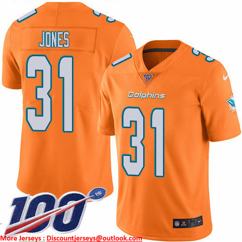 Nike Dolphins #31 Byron Jones Orange Men's Stitched NFL Limited Rush 100th Season Jersey