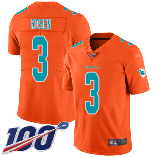Dolphins #3 Josh Rosen Orange Men's Stitched Football Limited Inverted Legend 100th Season Jersey Dolphins #3 Josh Rosen Orange Men's Stitched Football Limited Inverted Legend 100th Season Jersey