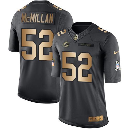 Nike Dolphins #52 Raekwon McMillan Black Men's Stitched NFL Limited Gold Salute To Service Jersey