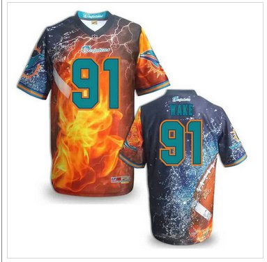 Miami Dolphins #91 WAKE Men's Stitched NFL Elite Fanatical Version Jersey (9)