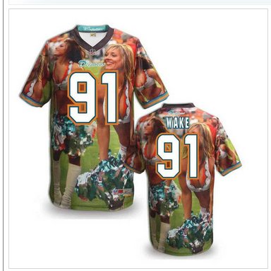 Miami Dolphins #91 WAKE Men's Stitched NFL Elite Fanatical Version Jersey (4)