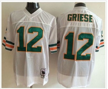 Mitchell And Ness Miami Dolphins #12 Bob Griese White Throwback Stitched NFL Jerseys Mitchell And Ness Miami Dolphins #12 Bob Griese White Throwback Stitched NFL Jerseys