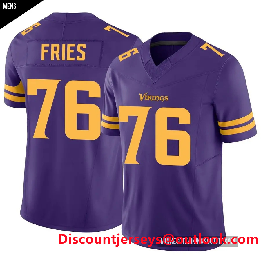 Men's Minnesota Vikings ＃76 Will Fries Purple Limited Classic Vapor F.U.S.E. Jersey 2