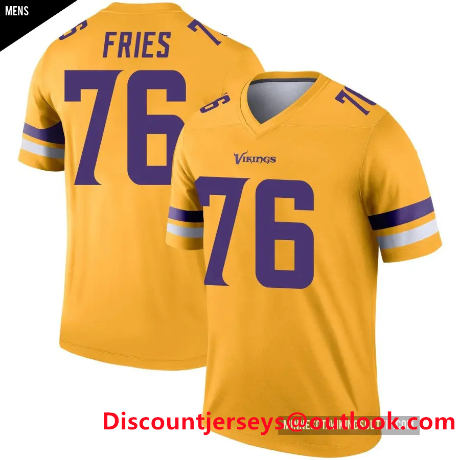 Men's Minnesota Vikings ＃76 Will Fries Yellow Limited Classic Vapor F.U.S.E. Jersey