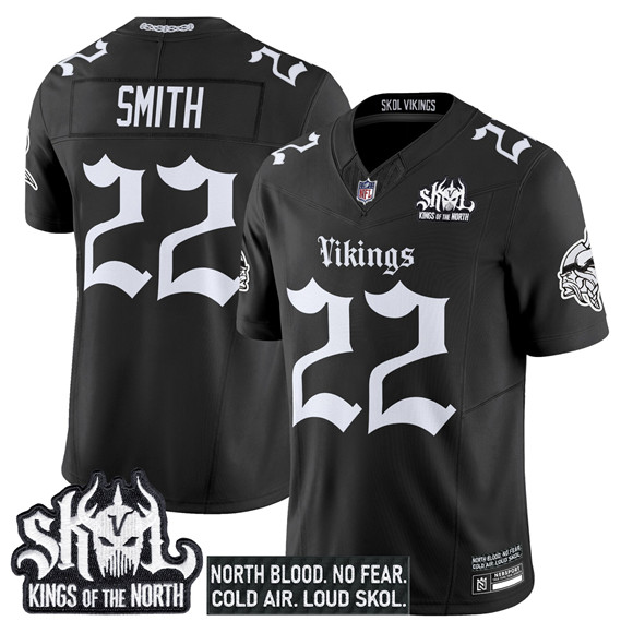 Men's Minnesota Vikings #22 Harrison Smith Black 2025 F.U.S.E. Kings of the North Patch 'Gothic Norseblood Edition' Vapor Untouchable Limited Stitched Football Jersey Men's Minnesota Vikings #22 Harrison Smith Black 2025 F.U.S.E. Kings of the North Patch 'Gothic Norseblood Edition' Vapor Untouchable Limited Stitched Football Jersey