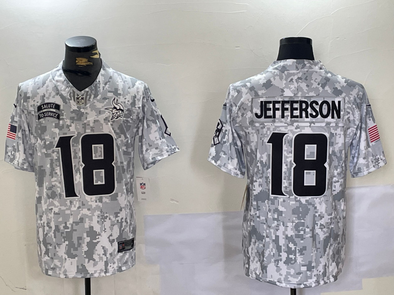 Men's Minnesota Vikings #18 Justin Jefferson 2024 F.U.S.E Arctic Camo Salute To Service Limited Stitched Football Jersey Men's Minnesota Vikings #18 Justin Jefferson 2024 F.U.S.E Arctic Camo Salute To Service Limited Stitched Football Jersey