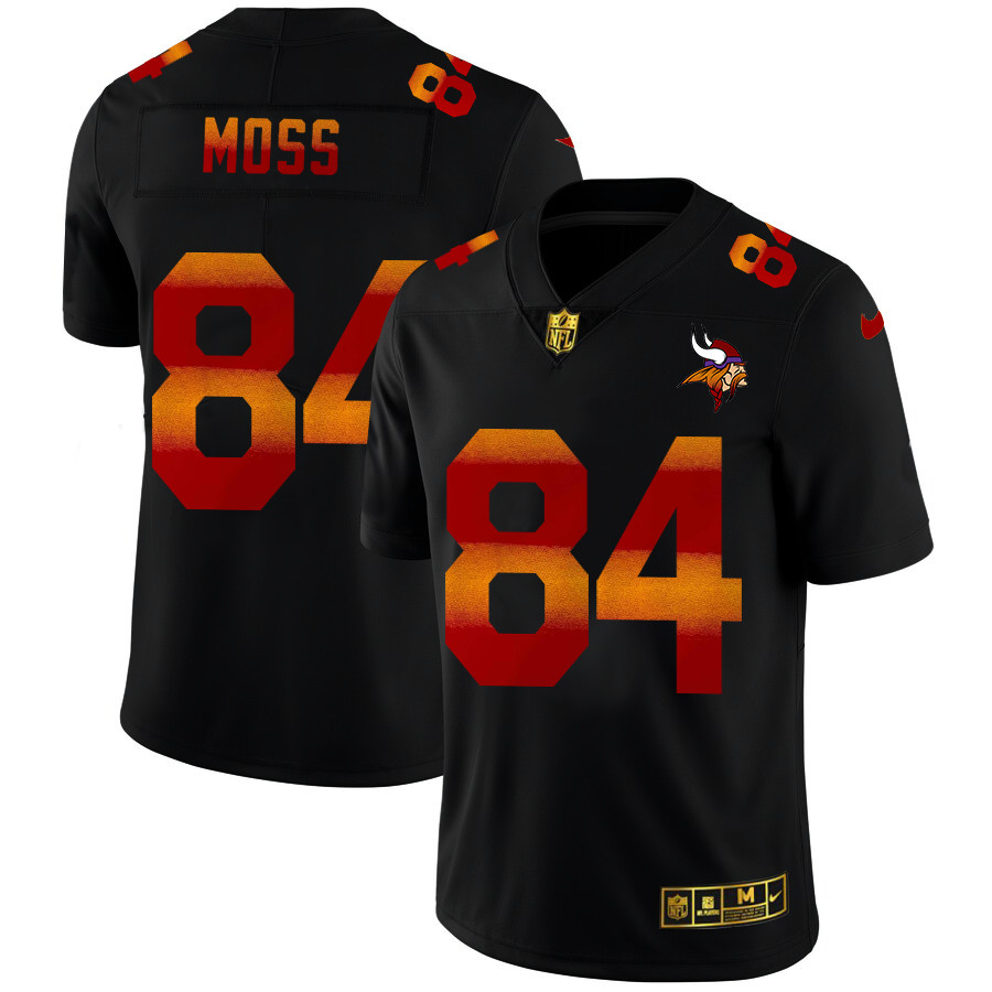 Minnesota Vikings #84 Randy Moss Men's Black Nike Red Orange Stripe Vapor Limited NFL Jersey Minnesota Vikings #84 Randy Moss Men's Black Nike Red Orange Stripe Vapor Limited NFL Jersey