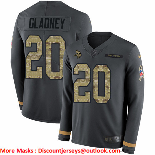 Nike Vikings #20 Jeff Gladney Anthracite Salute to Service Men's Stitched NFL Limited Therma Long Sleeve Jersey Nike Vikings #20 Jeff Gladney Anthracite Salute to Service Men's Stitched NFL Limited Therma Long Sleeve Jersey