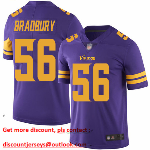 Vikings #56 Garrett Bradbury Purple Men's Stitched Football Limited Rush Jersey