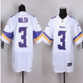 New Minnesota Vikings #3 Blair Walsh White Men's Stitched NFL Elite Jersey
