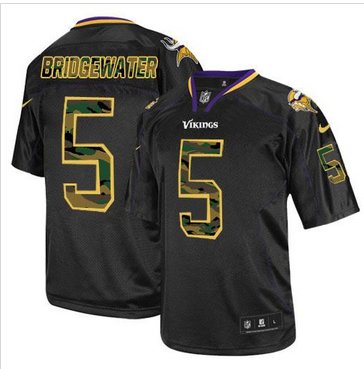 New Minnesota Vikings #5 Teddy Bridgewater Black NFL Elite Camo Fashion Jersey