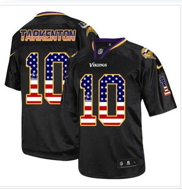 NEW Minnesota Vikings #10 Fran Tarkenton Black NFL Elite USA Flag Fashion Jersey