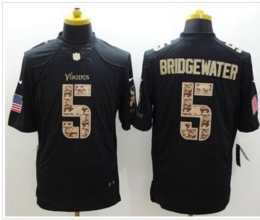 NEW Minnesota Vikings #5 Teddy Bridgewater Black NFL Limited Salute to service jersey
