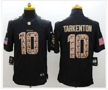 New Minnesota Vikings #10 Fran Tarkenton Black NFL Limited Salute to service jersey