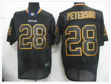New Minnesota Vikings #28 Adrian Peterson Lights Out Black Elite Jersey