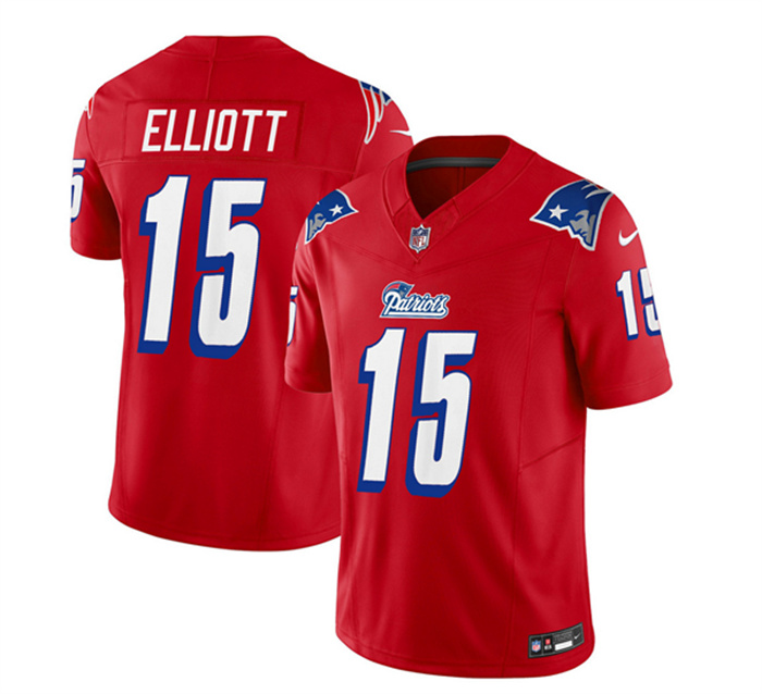 Men's New England Patriots #15 Ezekiel Elliott Red 2023 F.U.S.E. Throwback Limited Stitched Football Jersey Men's New England Patriots #15 Ezekiel Elliott Red 2023 F.U.S.E. Throwback Limited Stitched Football Jersey
