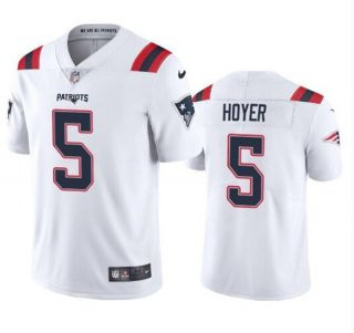 Men's New England Patriots #5 Brian Hoyer White 2021 Vapor Untouchable Limited Stitched Jersey Men's New England Patriots #5 Brian Hoyer White 2021 Vapor Untouchable Limited Stitched Jersey