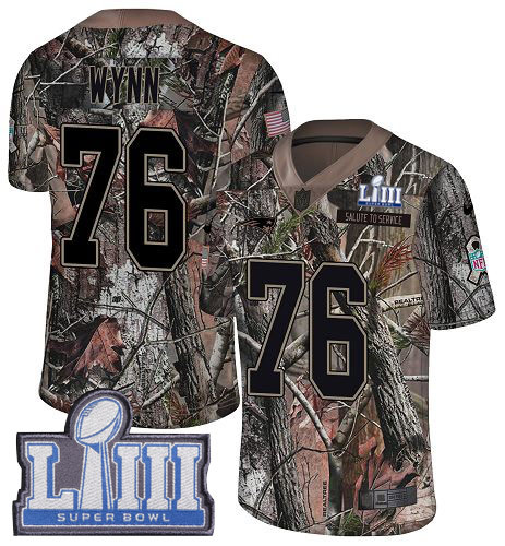 Nike Patriots #76 Isaiah Wynn Camo Super Bowl LIII Bound Men's Stitched NFL Limited Rush Realtree Jersey Nike Patriots #76 Isaiah Wynn Camo Super Bowl LIII Bound Men's Stitched NFL Limited Rush Realtree Jersey