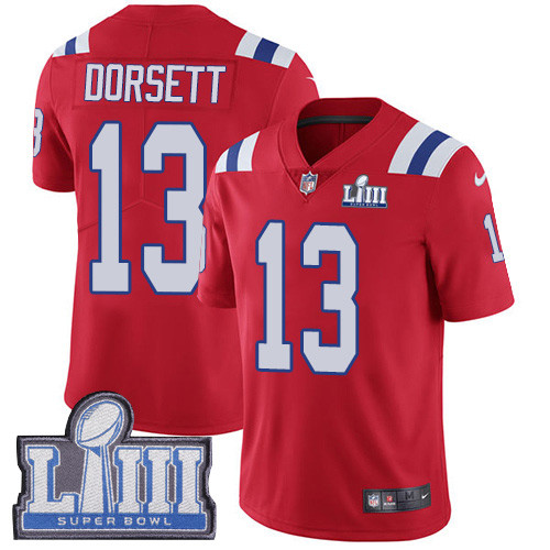 Nike Patriots #13 Phillip Dorsett Red Alternate Super Bowl LIII Bound Men's Stitched NFL Vapor Untouchable Limited Jersey Nike Patriots #13 Phillip Dorsett Red Alternate Super Bowl LIII Bound Men's Stitched NFL Vapor Untouchable Limited Jersey