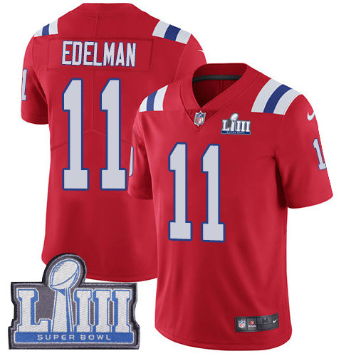 Nike Patriots #11 Julian Edelman Red Alternate Super Bowl LIII Bound Men's Stitched NFL Vapor Untouchable Limited Jersey Nike Patriots #11 Julian Edelman Red Alternate Super Bowl LIII Bound Men's Stitched NFL Vapor Untouchable Limited Jersey