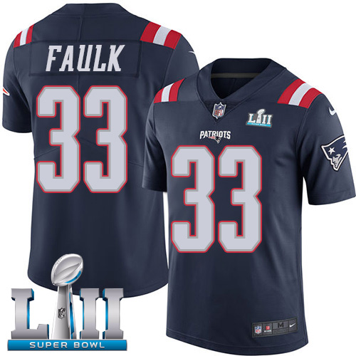 Nike Patriots #33 Kevin Faulk Navy Blue Super Bowl LII Men's Stitched NFL Limited Rush Jersey