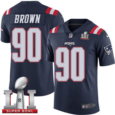 Nike Patriots #90 Malcom Brown Navy Blue Super Bowl LI 51 Men's Stitched NFL Limited Rush Jersey