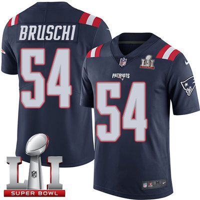 Nike Patriots #54 Tedy Bruschi Navy Blue Super Bowl LI 51 Men's Stitched NFL Limited Rush Jersey