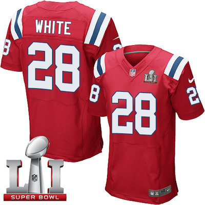 Nike Patriots #28 James White Red Alternate Super Bowl LI 51 Men's Stitched NFL Elite Jersey