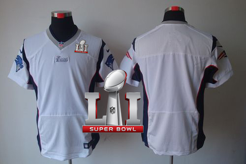 Nike Patriots Blank White Super Bowl LI 51 Men's Stitched NFL Elite Jersey
