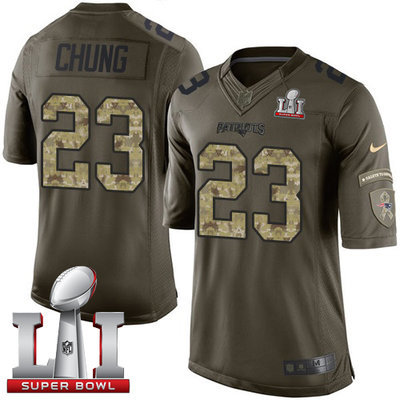 Nike Patriots #23 Patrick Chung Green Super Bowl LI 51 Men's Stitched NFL Limited Salute to Service Jersey