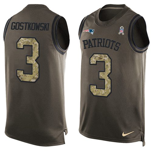 Nike Patriots #3 Stephen Gostkowski Green Men's Stitched NFL Limited Salute To Service Tank Top Jersey Nike Patriots #3 Stephen Gostkowski Green Men's Stitched NFL Limited Salute To Service Tank Top Jersey