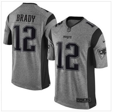 Nike New England Patriots #12 Tom Brady Gray Men's Stitched NFL Limited Gridiron Gray Jersey