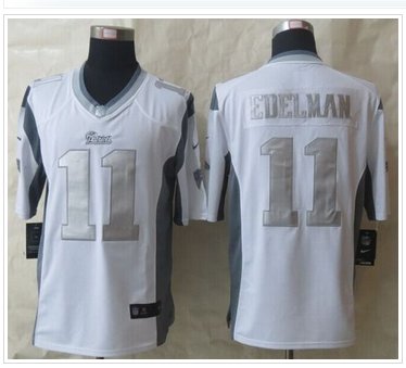 Nike New England Patriots #11 Julian Edelman White NFL Limited Platinum Jersey