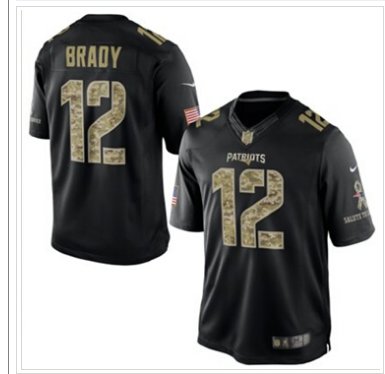 New England Patriots #12 Tom Brady NEW Black Salute To Service Jersey