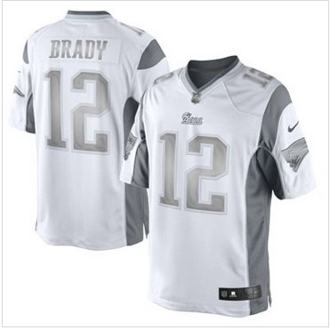 New New England Patriots #12 Tom Brady White Platinum Jersey