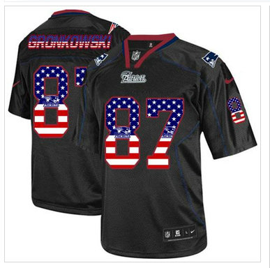 NEW New England Patriots #87 Rob Gronkowski Black NFL Elite USA Flag Fashion Jersey