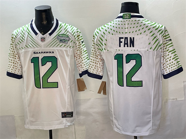Men's Seattle Seahawks #12 Fan White 2025 F.U.S.E. “Rivalries” NFC West Champions Patch Vapor Untouchable Limited Stitched Football Jersey Men's Seattle Seahawks #12 Fan White 2025 F.U.S.E. “Rivalries” NFC West Champions Patch Vapor Untouchable Limited Stitched Football Jersey