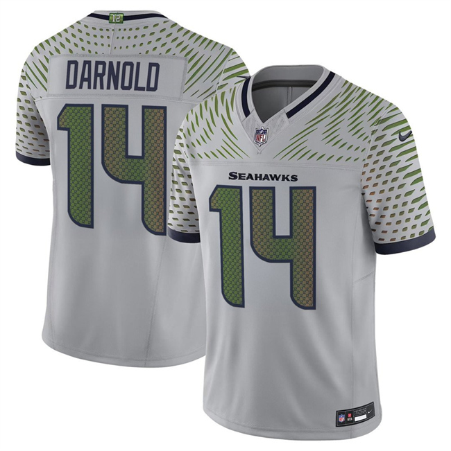 Men's Seattle Seahawks #14 Sam Darnold Grey 2025 F.U.S.E. “Rivalries” Vapor Untouchable Limited Stitched Football Jersey