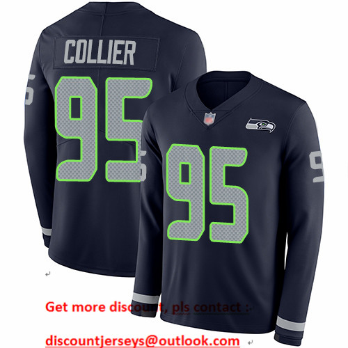 Seahawks #95 L.J. Collier Steel Blue Team Color Men's Stitched Football Limited Therma Long Sleeve Jersey Seahawks #95 L.J. Collier Steel Blue Team Color Men's Stitched Football Limited Therma Long Sleeve Jersey