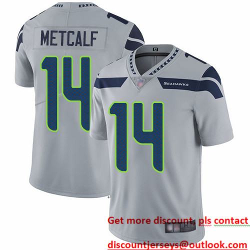 Seahawks #14 D.K. Metcalf Grey Alternate Men's Stitched Football Vapor Untouchable Limited Jersey