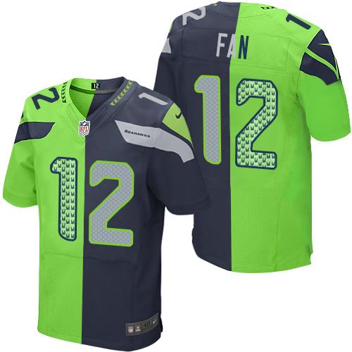 Nike Seahawks #12 Fan Steel Blue Green Men's Stitched NFL Elite Split Jersey Nike Seahawks #12 Fan Steel Blue Green Men's Stitched NFL Elite Split Jersey