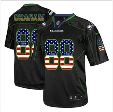 New Seattle Seahawks #88 Jimmy Graham Black Men's Stitched NFL Elite USA Flag Fashion jersey