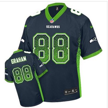 NEW Seahawks #88 Jimmy Graham Steel Blue Team Color Men's Stitched NFL Elite Drift Fashion Jersey