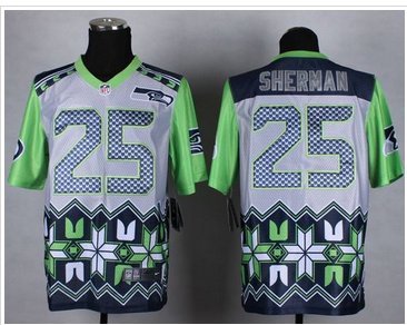 New Seattle Seahawks #25 Richard Sherman Grey NFL Elite Noble Fashion Jersey