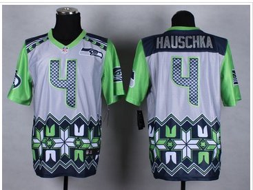New Seattle Seahawks #4 Steven Hauschka Grey NFL Elite Noble Fashion Jersey