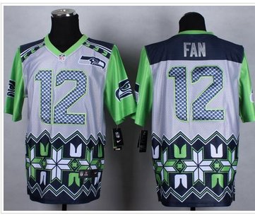 New Seattle Seahawks #12 Fan Grey NFL Elite Noble Fashion Jersey