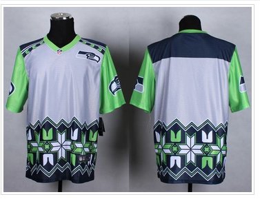 New Seattle Seahawks Blank Grey NFL Elite Noble Fashion Jersey