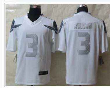 NEW Seattle Seahawks #3 Russell Wilson White NFL Limited Platinum Jersey