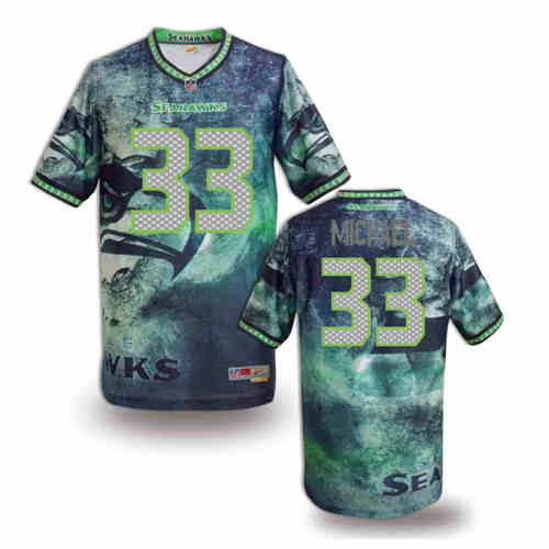 New Seattle Seahawks #33 Christine Michael Team Color NFL Elite Fanatical Version Jerseys